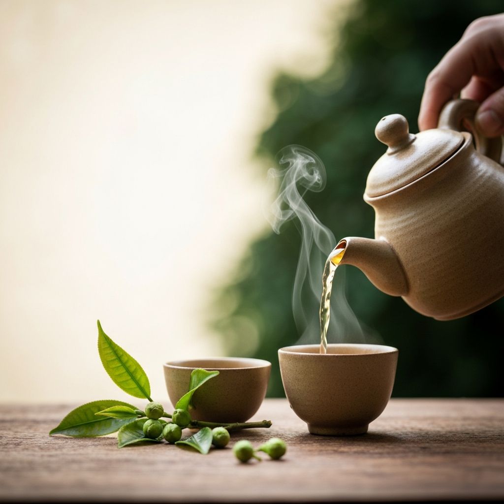 Nghệ nhân đang pha trà từ lá trà tươi nguyên bản tại Tiệm Trà Đăng Minh